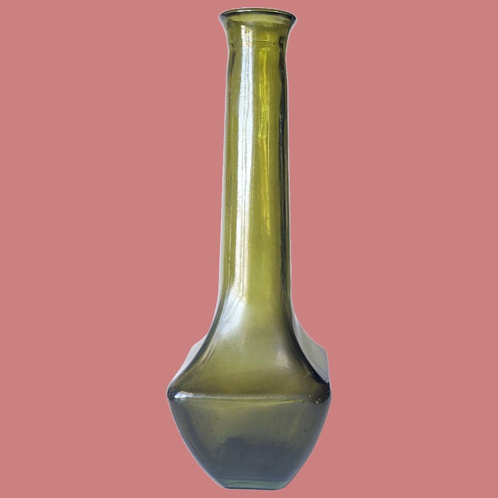 Vintage 1970s Italian Green Glass Collectible Wine Jug